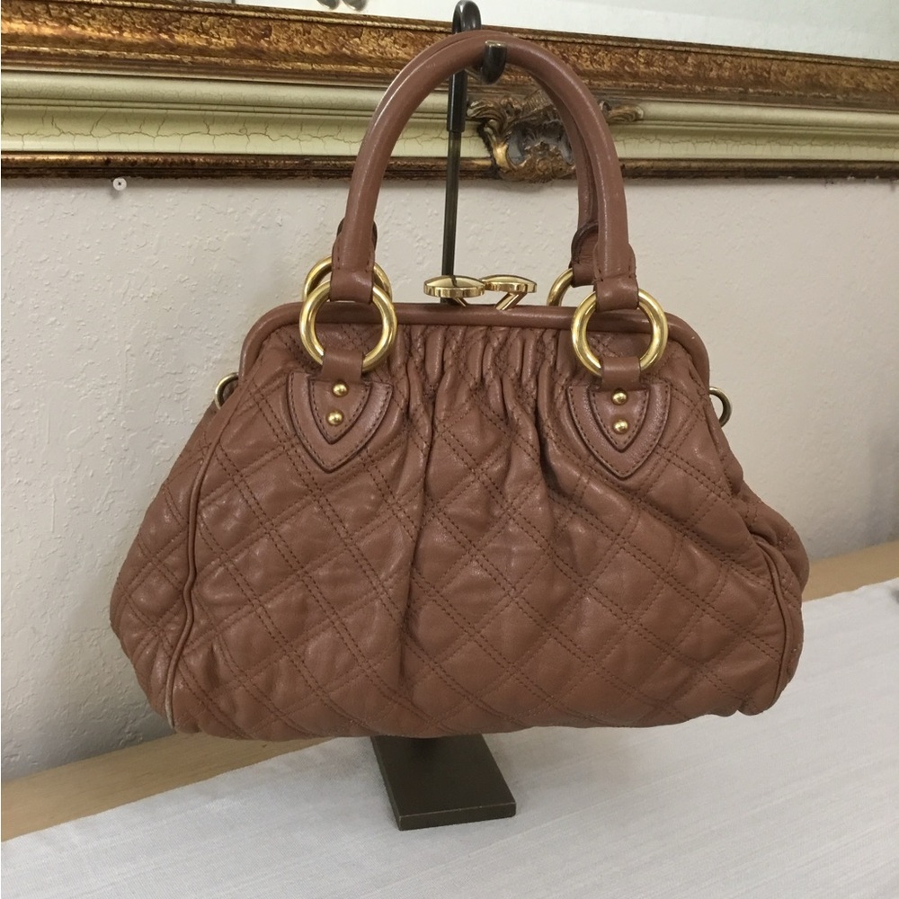 Marc Jacobs Brown Quilted Leather Stam Bag MISSING LONG STRAP